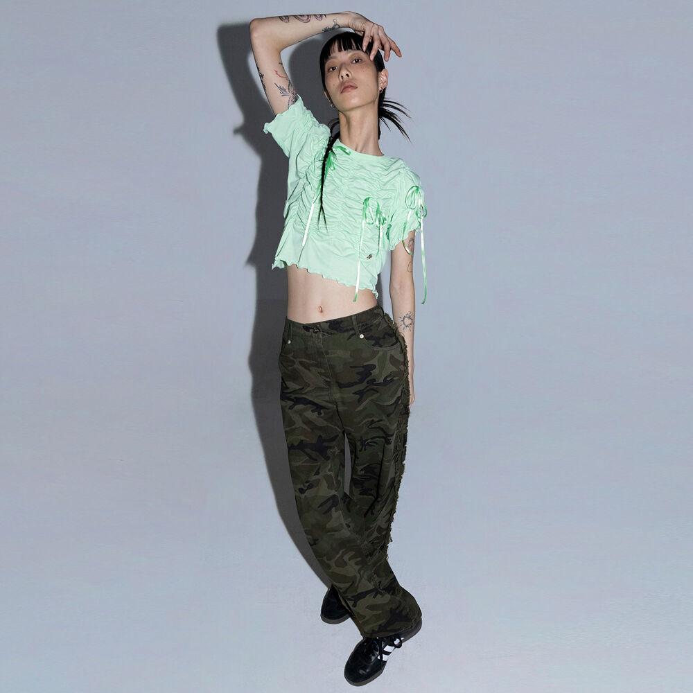 G_RIBBON SHIRRING TOP / MINT