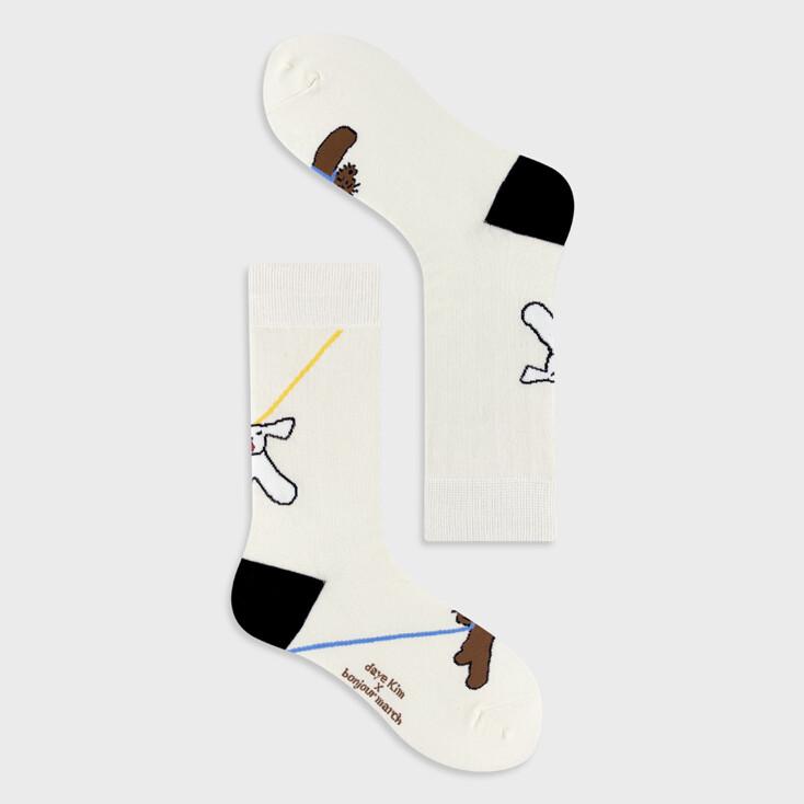 [봉주르마치 x 김다예작가 디자인양말] 산책길에 만난 강아지