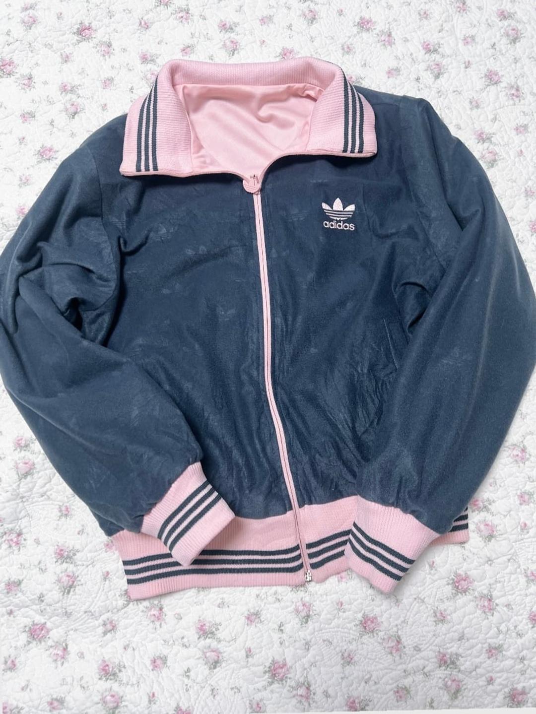 빈티지 90ss 데드스탁 아디다스 블루종 져지 리버시블 딸기우유 | 후루츠패밀리