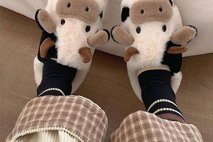 [무료배송] 보송보송 귀여운 동물 슬리퍼_송아지 양털 슬리퍼
