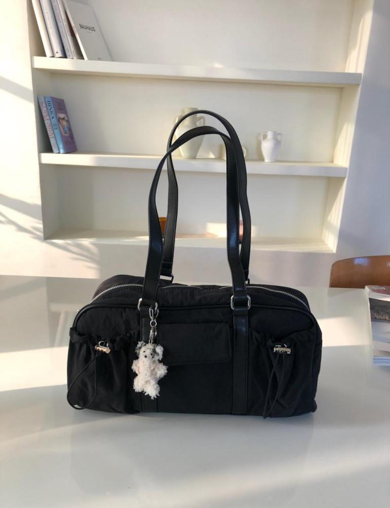 [오후ohoo] 나일론 스트링 포켓 보스턴 숄더백 바게트백 3컬러