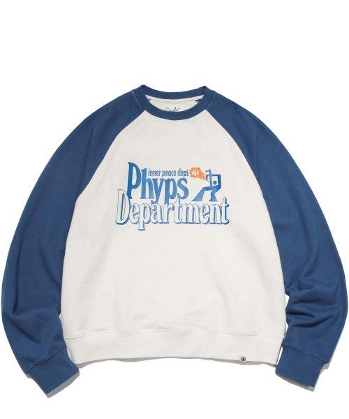 PHYPS® BASKETBALL SHOT RAGLAN CREWNECK IVORY / BLUE