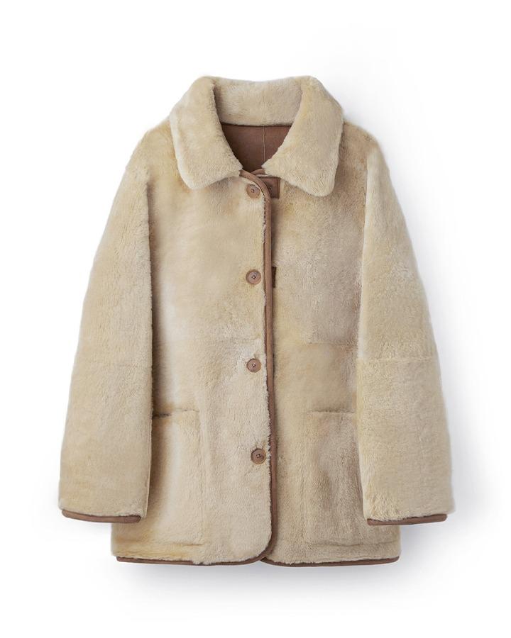 [한정수량] Spanish shearling Suede half Coat_Sand Beige