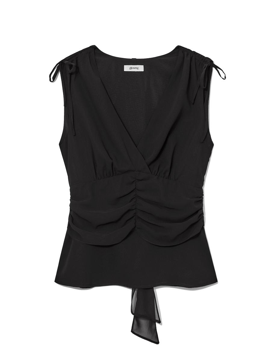LINA SHIRRING TOP (BLACK) (3/24~)