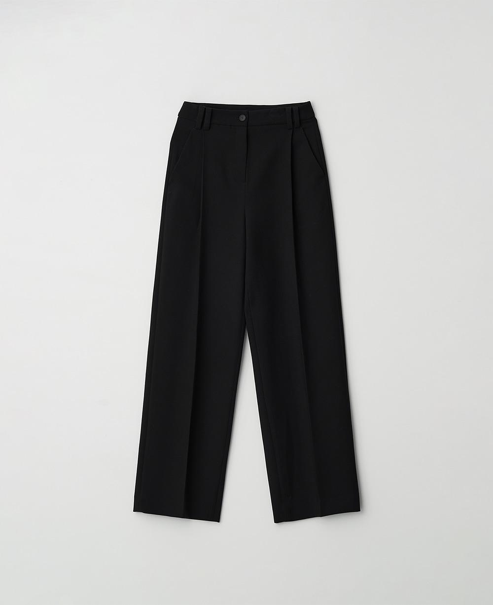 Front tuck wide slacks_BLACK