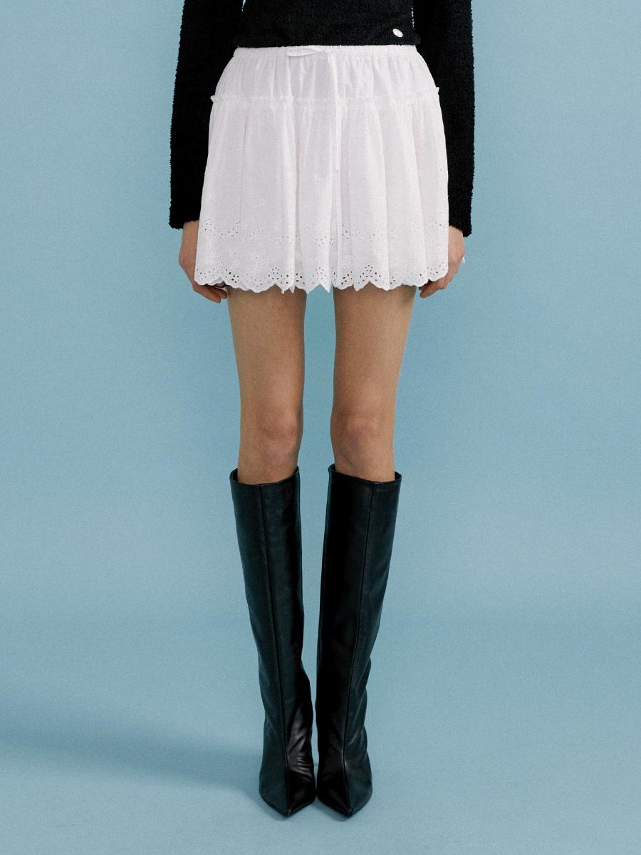 Flower Embroidery Mini Skirt (White) 03/11 출고