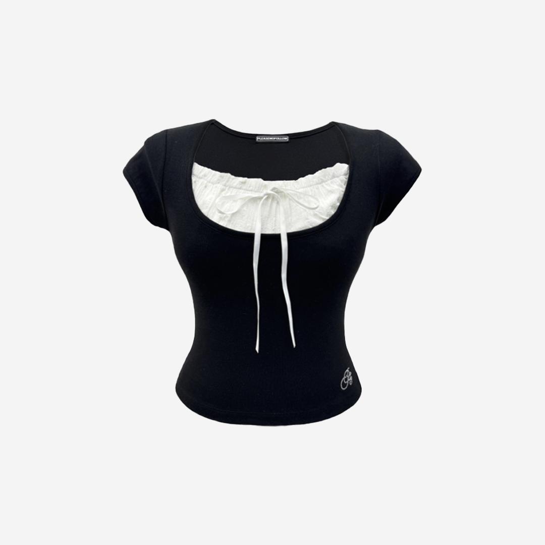 Pleasenofollow Adeline Ribbon Baby Top Black