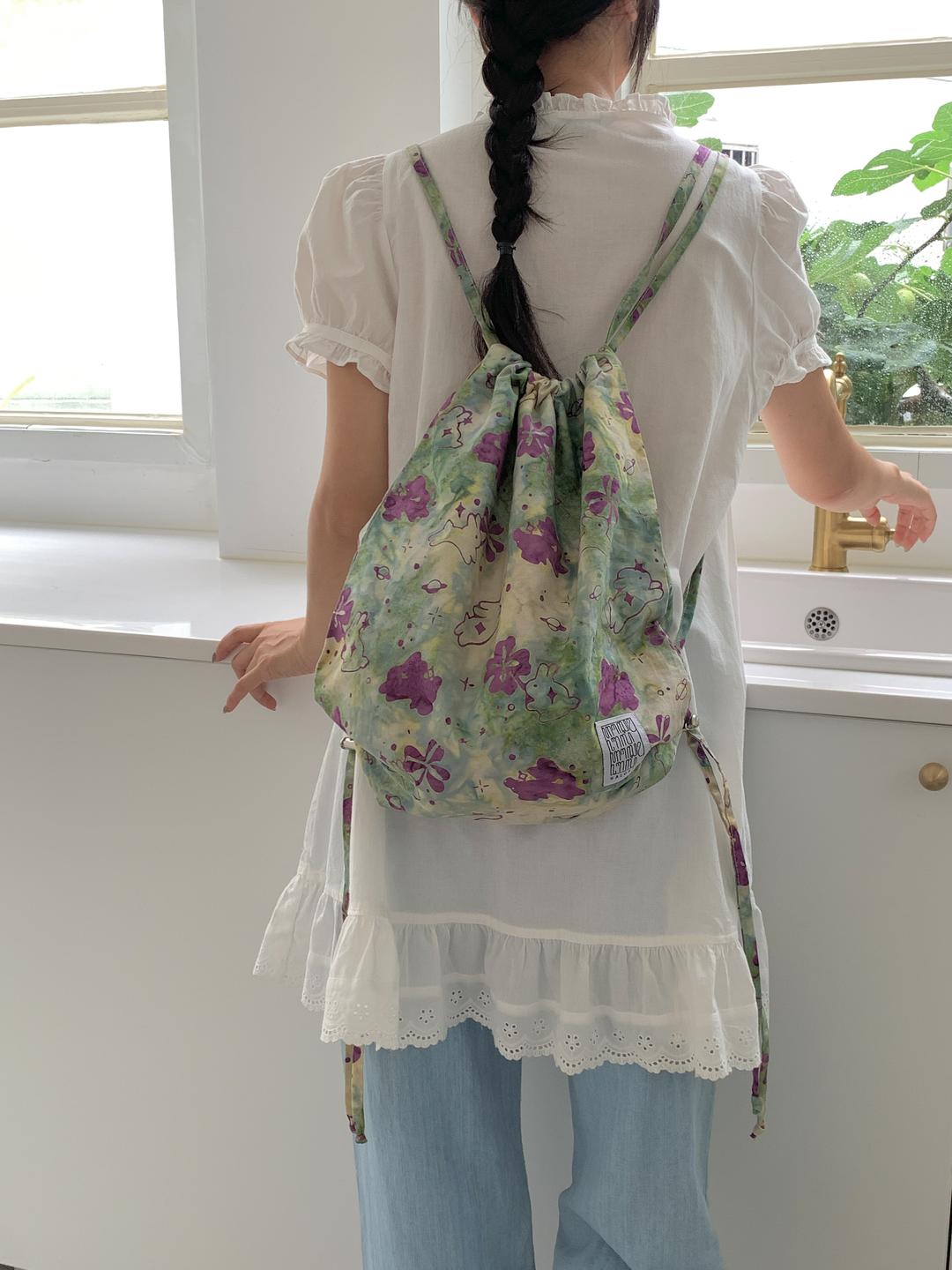 Bunny Clover - Olive Green Drawstring Bag