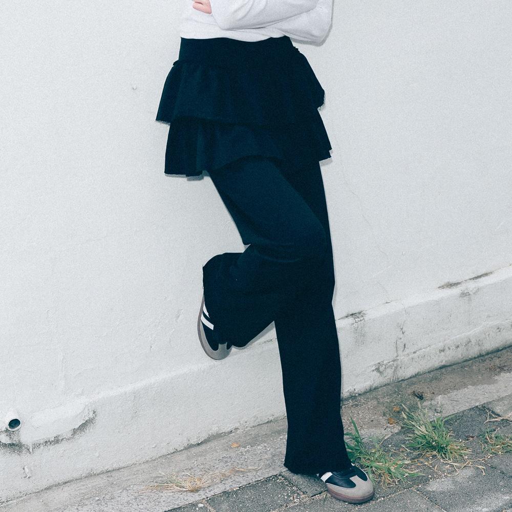 [10/21 순차배송] CANCAN RUFFLE LAYERED PANTSKIRT BLACK