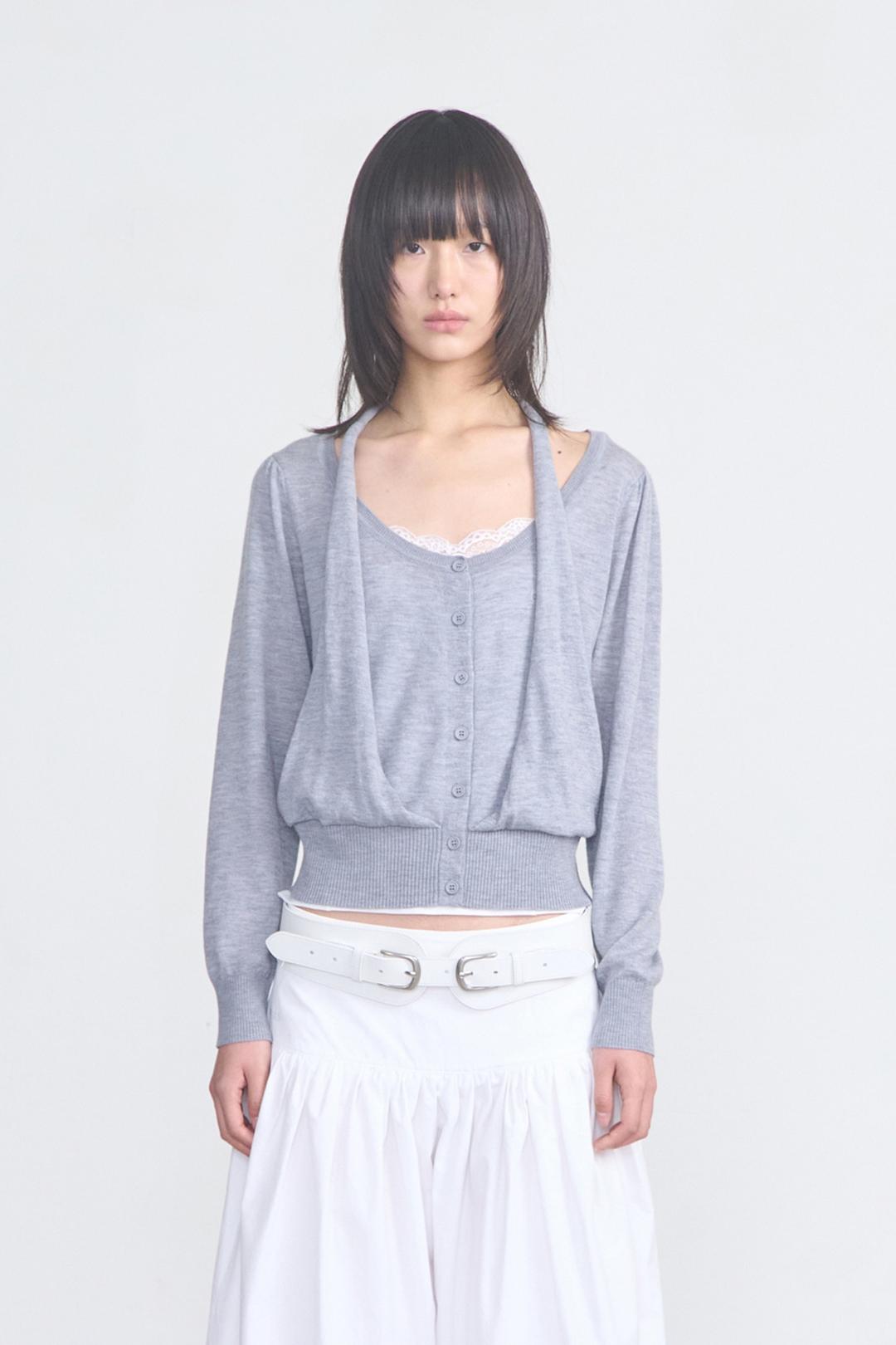 2Way Knit Cardigan _ Gray