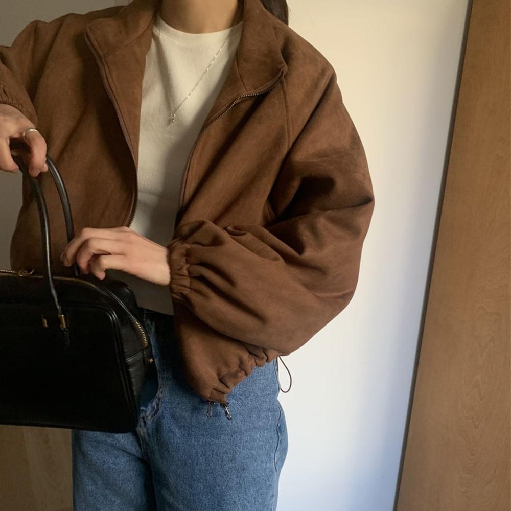 롤스 스웨이드 2온스 레글런 루즈핏 숏 블루종 점퍼