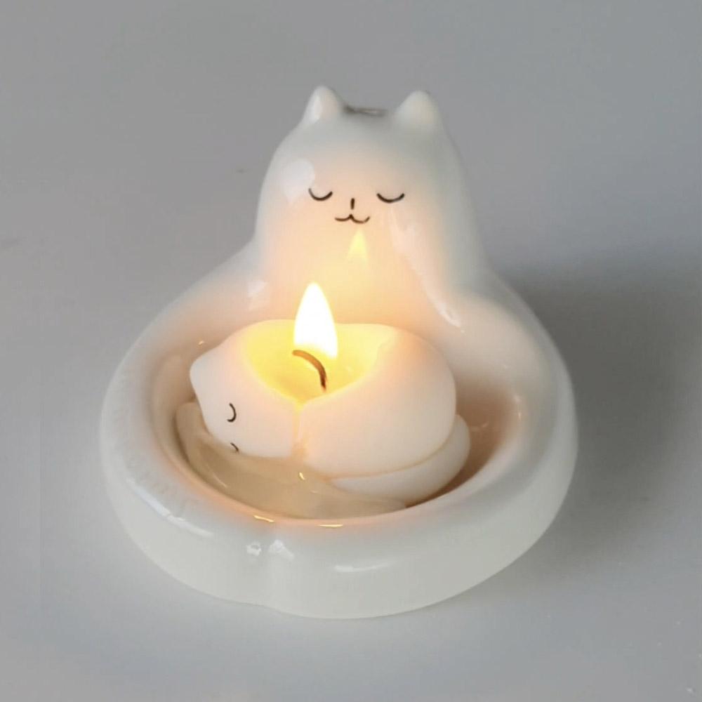고양이 허그 캔들홀더