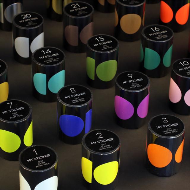 폼텍 마이스티커 도트라벨 34mm 인덱스 데코 분류 표기 원형 롤 라벨 30가지 색상