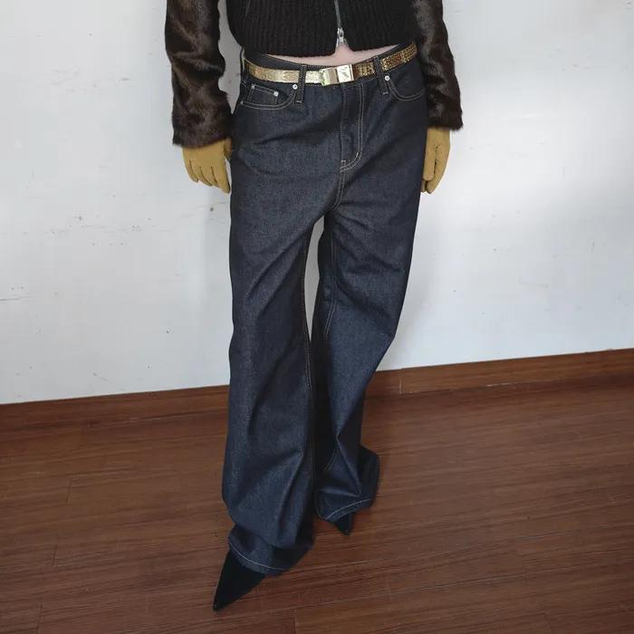 RAW WIDE DENIM PANTS_NAVY