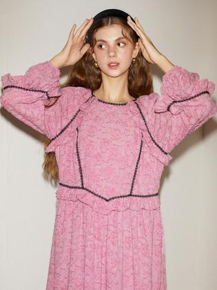 Chiffon Jacquard Lace Point Chiffon Long Dress