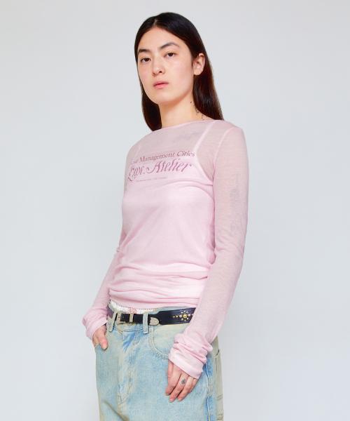 WM LMC ATELIER SHEER LONG SLV TEE pink