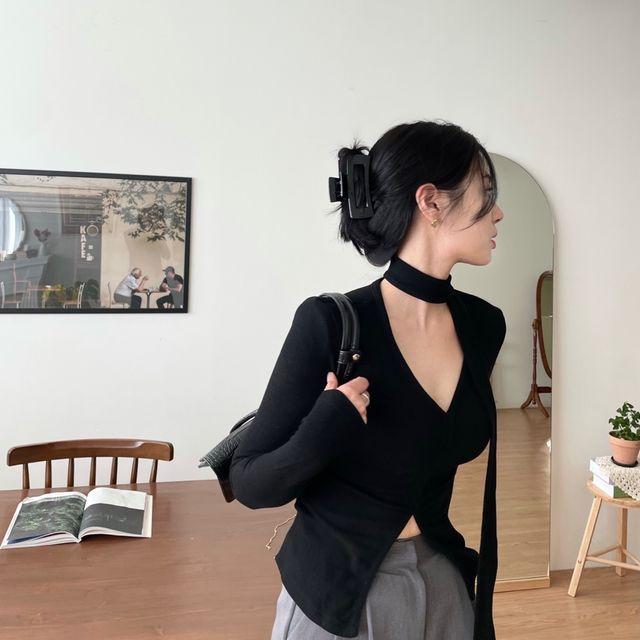 /주문폭주/브이넥 스카프 타이 티셔츠