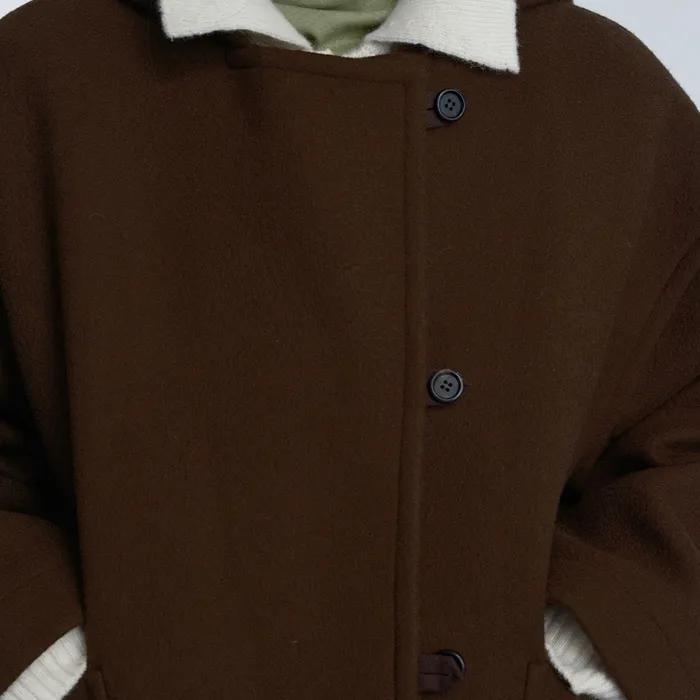HOOD DOUBLE COAT_BROWN