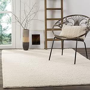 SAFAVIEH Natura Collection Area Rug - 6' x 9', Ivory, Handmade Wool, Ideal for High Traffic Areas in Living Room, Bedroom (NAT620A)