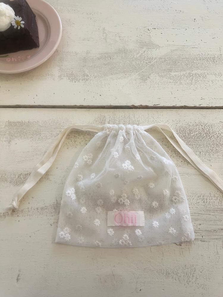 [바로배송/오히 MADE] 버블 데이지 망사 레이스 파우치