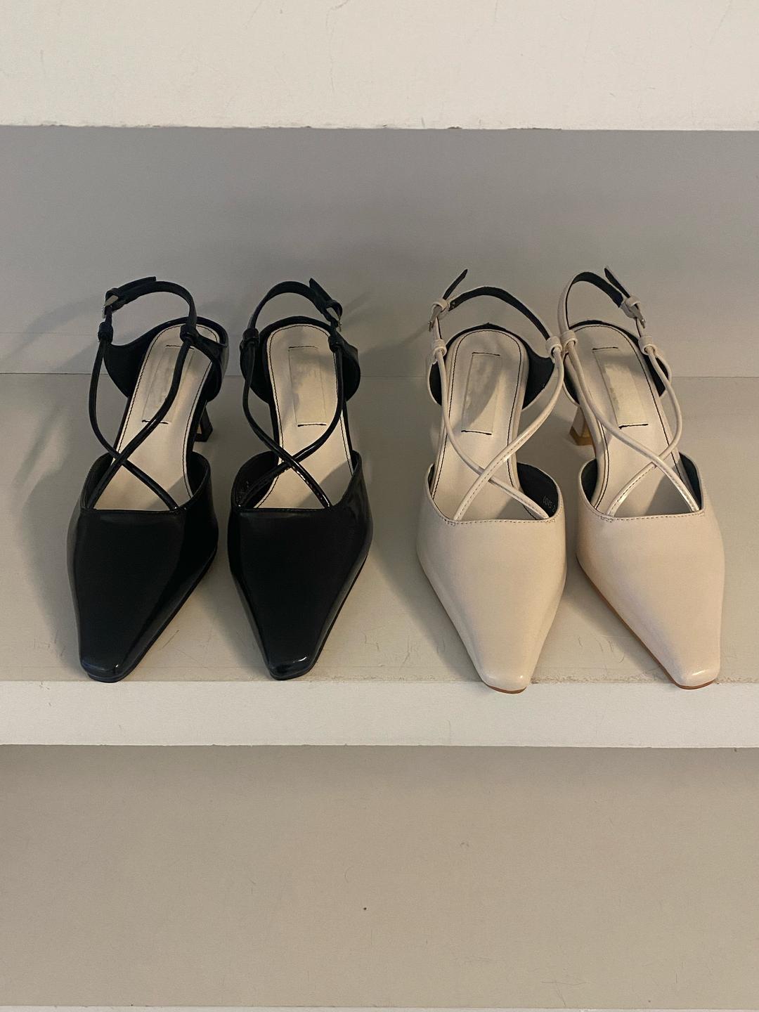 X 스트랩 슬링백 힐 (2color)