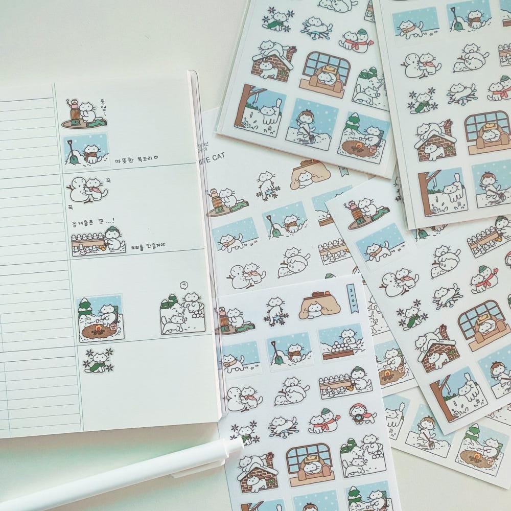 [고양이빵집] 스티커 하얀고양이-눈