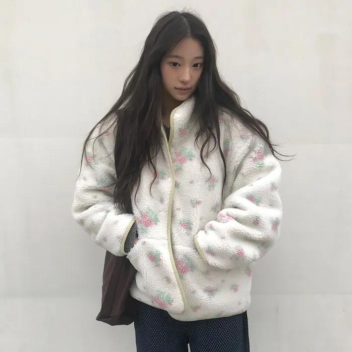 FLOWER REVERSIBLE FLEECE JACKET_IVORY