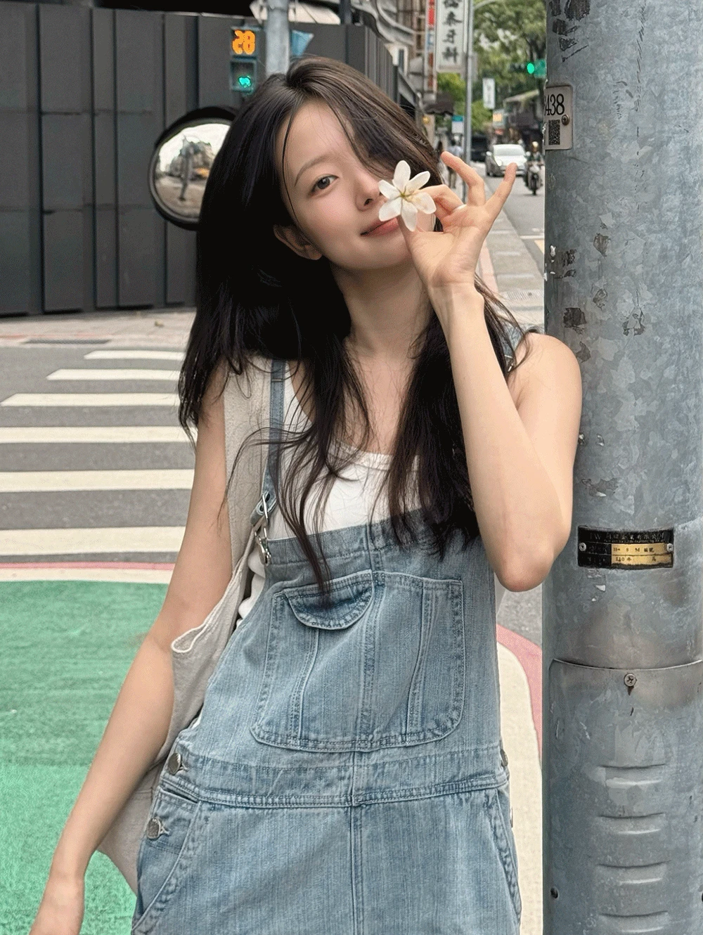 [문의폭주!/무료배송] only. 포켓포인트 오버롤 데님팬츠 - 2 color