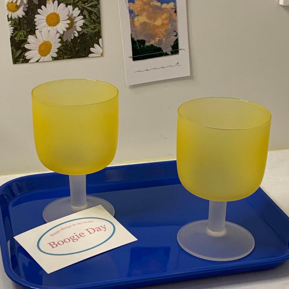 부기데이 빈티지 옐로우 고블렛 1P 와인 불투명 맥주 소맥잔 선물세트
