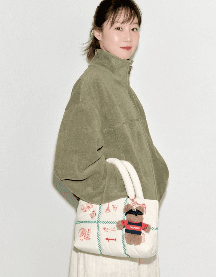 (10th) padded tote bag - ivory