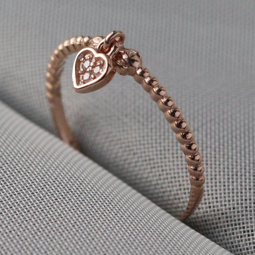 14k 달랑달랑 하트 볼반지