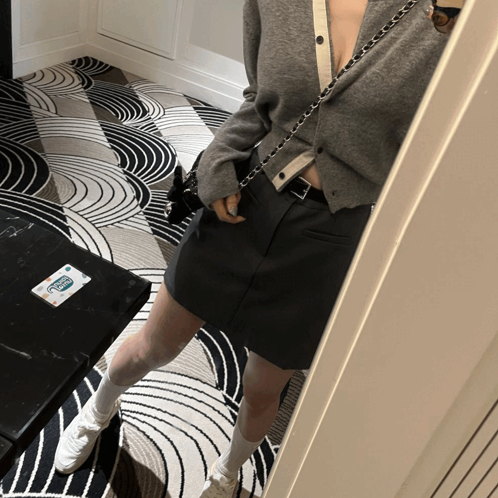 너브 배색 가디건