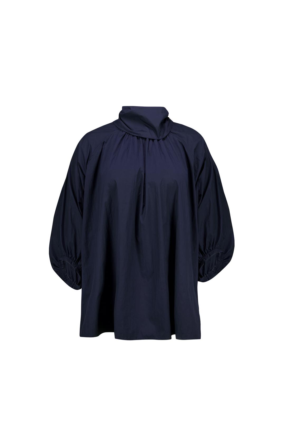 SOFT SHIRRING SCARF BLOUSE (DEEP NAVY)
