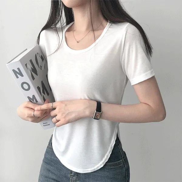 [1+1할인] 존예핏 8컬러, 둥근밑단 기본 반팔 티셔츠