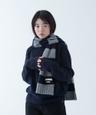 STRIPE PATTERN MUFFLER, GRAY NAVY
