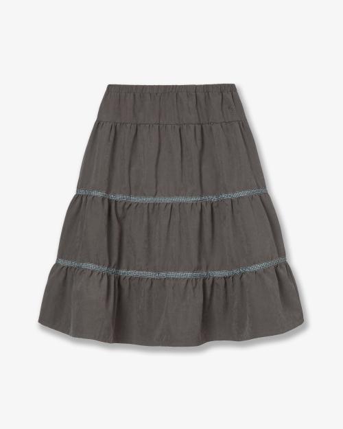 CHECK MIDI TIERED SKIRT [BROWN]