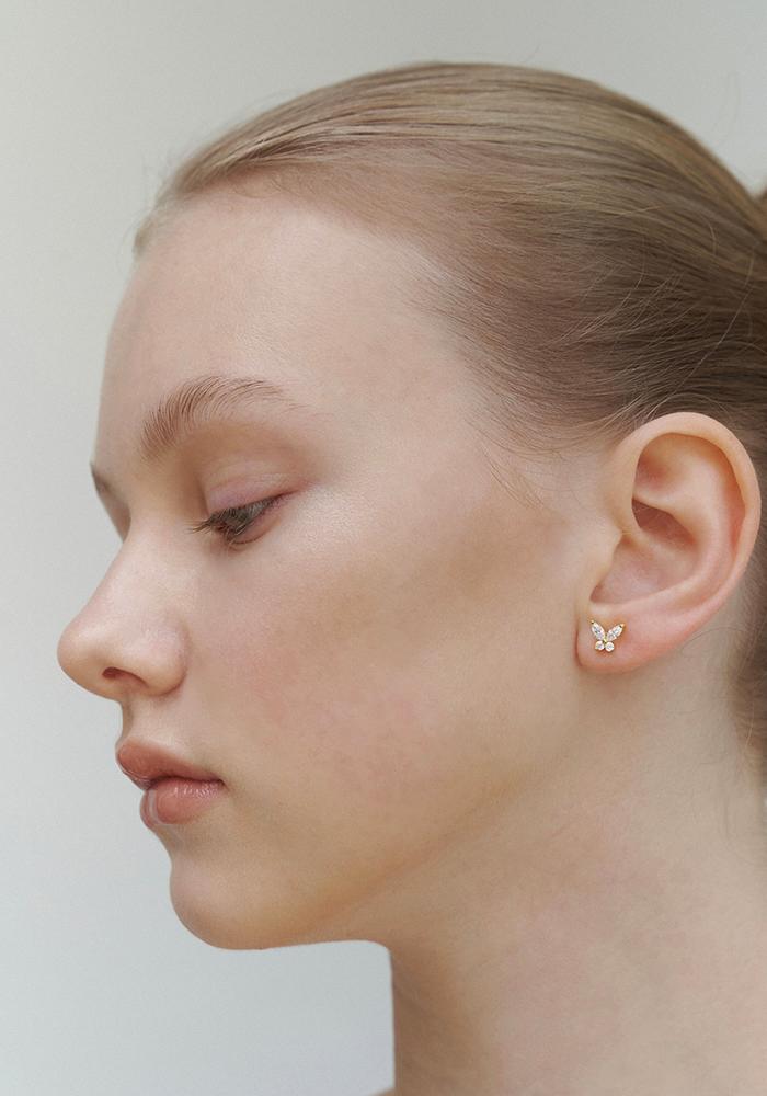 White Cubic Butterfly Earring