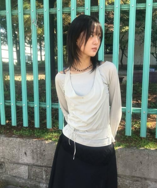 랩 업 보트넥 티셔츠 셋업 - 라이트 카키