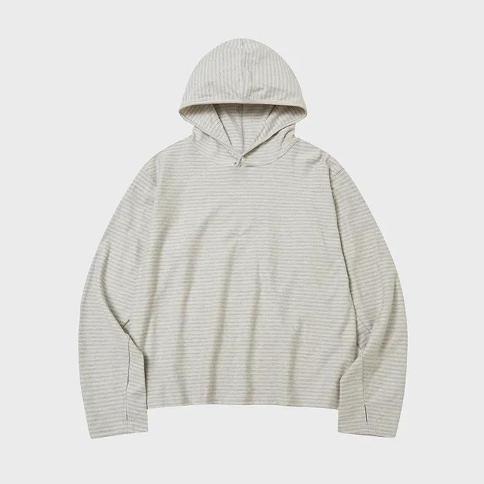 멀티 스트라이프 후드 롱슬리브 [크림그레이]
