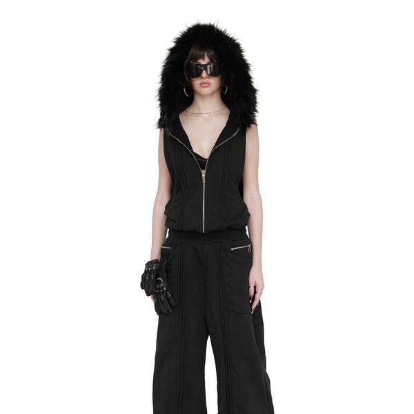 TECH HOODED ZIP FULLSUIT IN BLACK