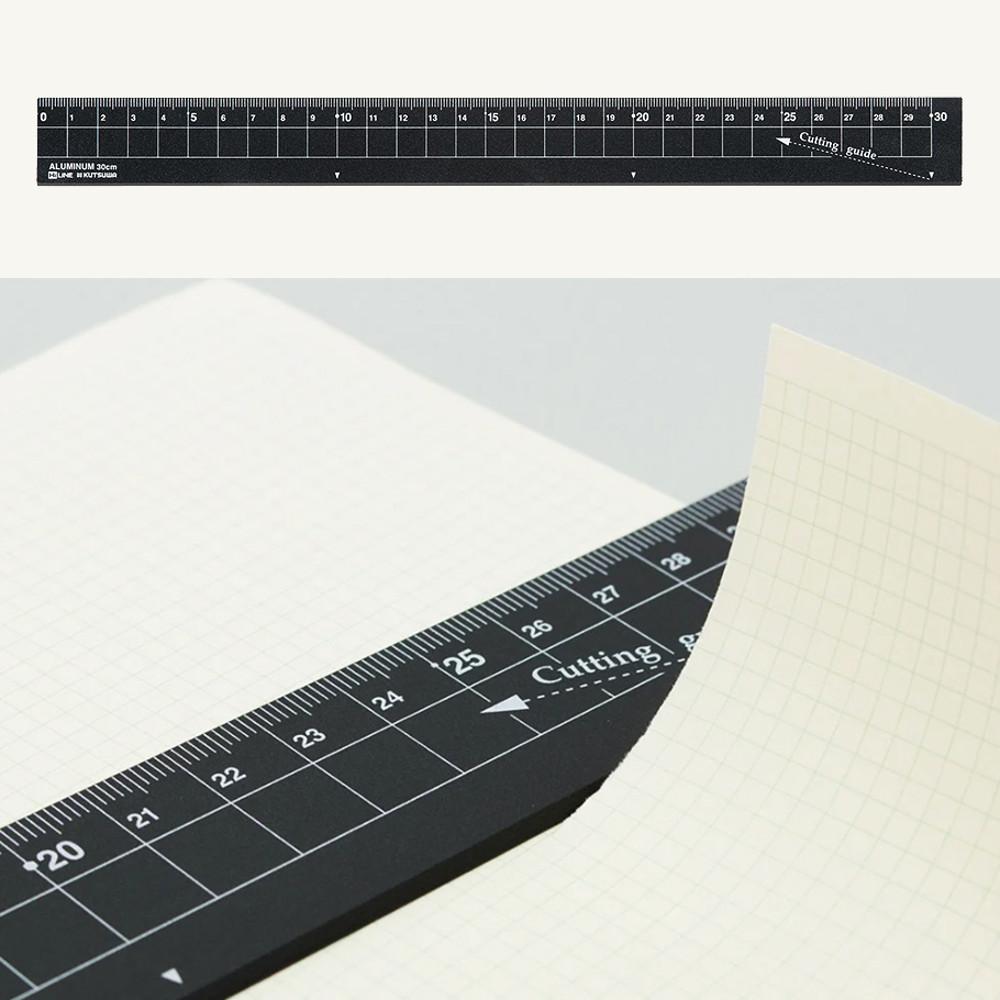 KUTSUWA HiLINE 종이가 깨끗하게 잘리는 알루미늄 눈금자 30cm자 / 쿠츠와
