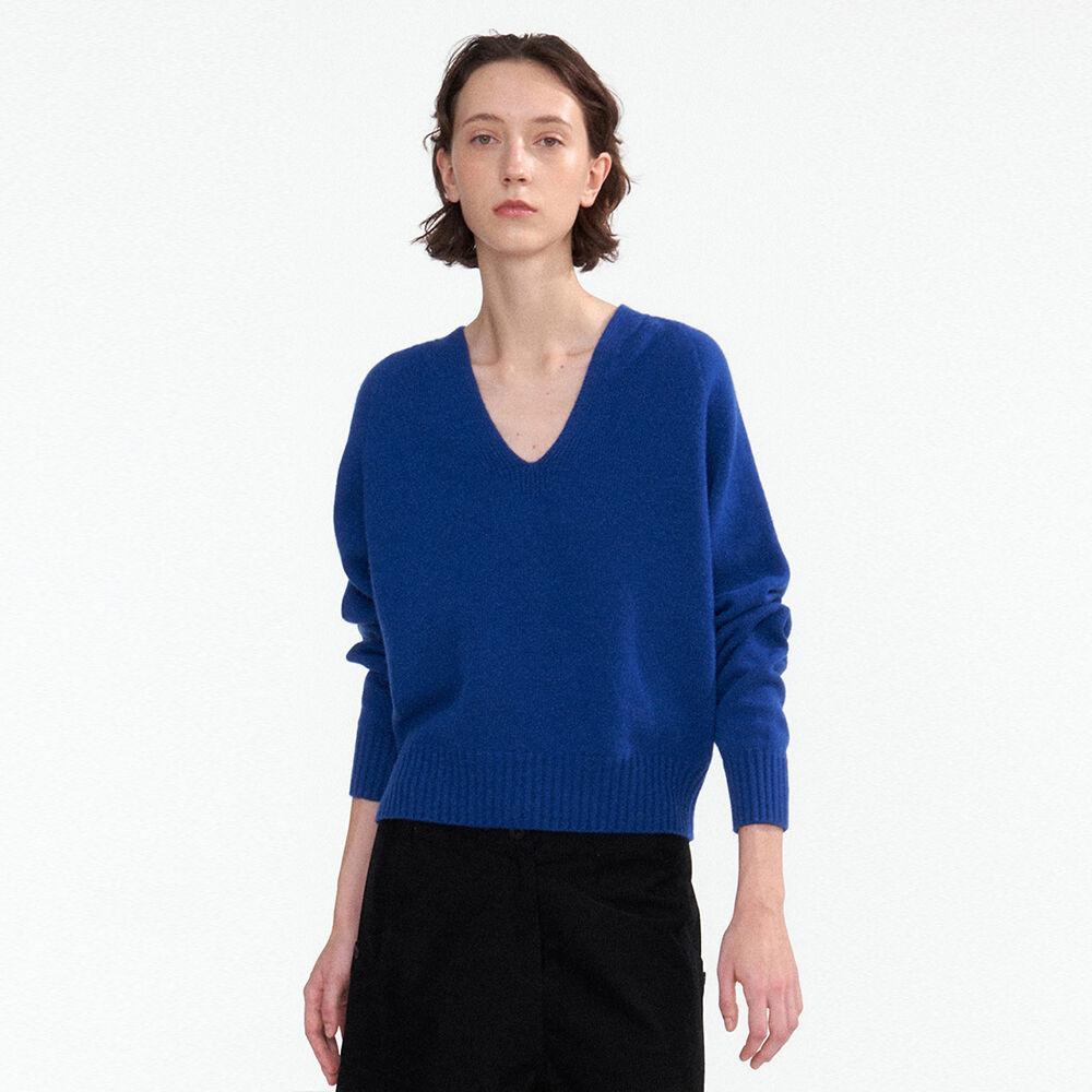 Erin wool v-neck pullover (Royal blue)