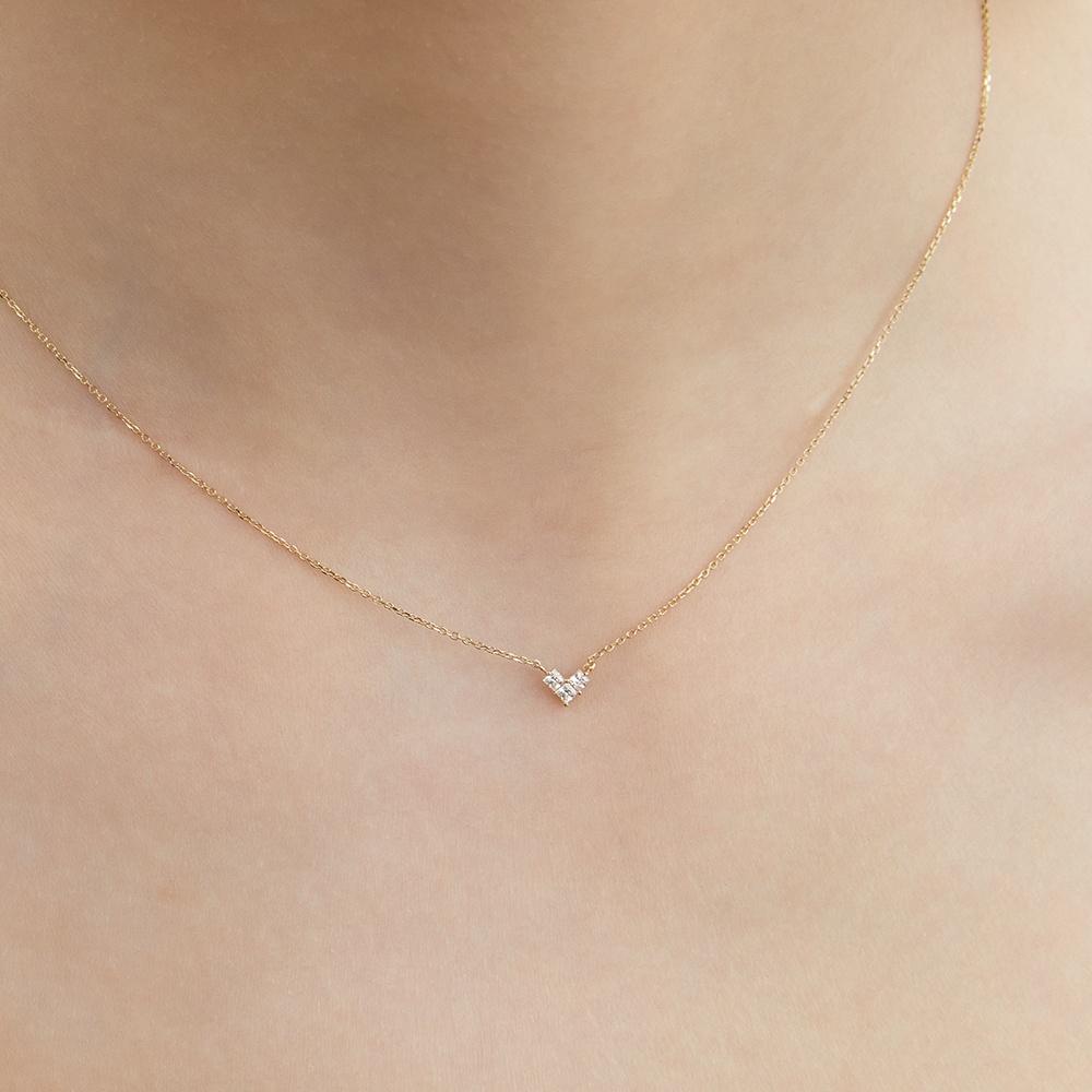[29CM 단독] 14k 엣지 스퀘어 스톤 하트 목걸이 (14k골드) #LFN14