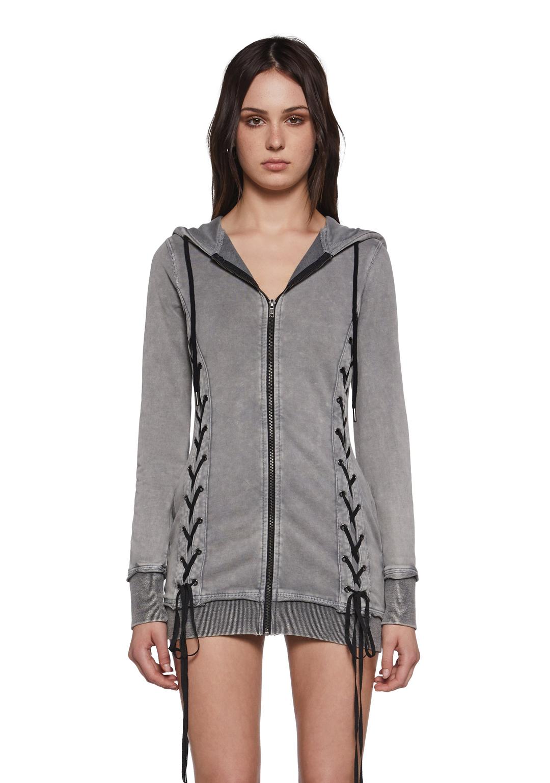 Feisty Juvenile Hoodie Dress - BLACK / XX-Small