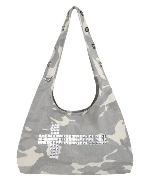 CROSS STUD SHOULDER BAG_GREY CAMO