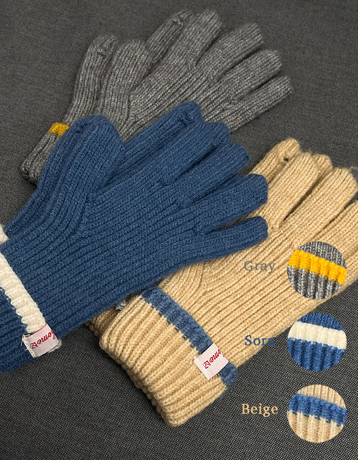 [여유주문]배색 핑거홀 장갑