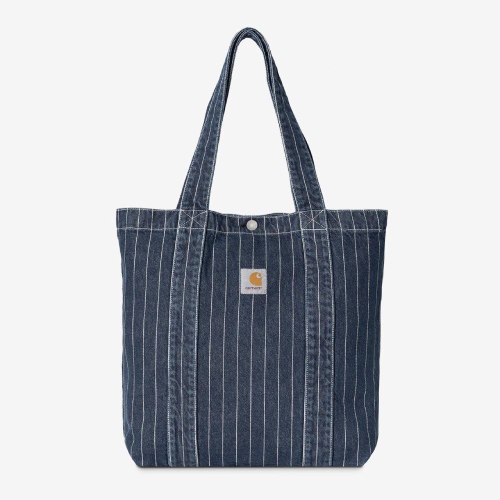 칼하트WIP ORLEAN TOTE BAG ORLEAN STRIPE, BLUE/WHITE STONE WASHED 오를레앙 토트 백 오를레앙 스트라이프 블랙/화이트 스톤 워시드