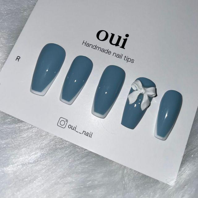 씬프렌치 리본네일 수제 네일팁