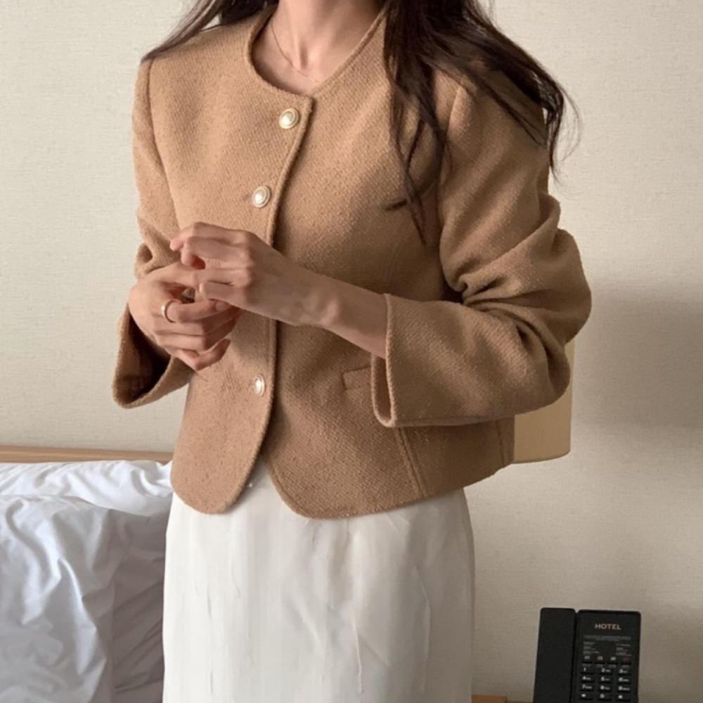 늘품다 이너프 울 노카라 베르소 트위드 자켓