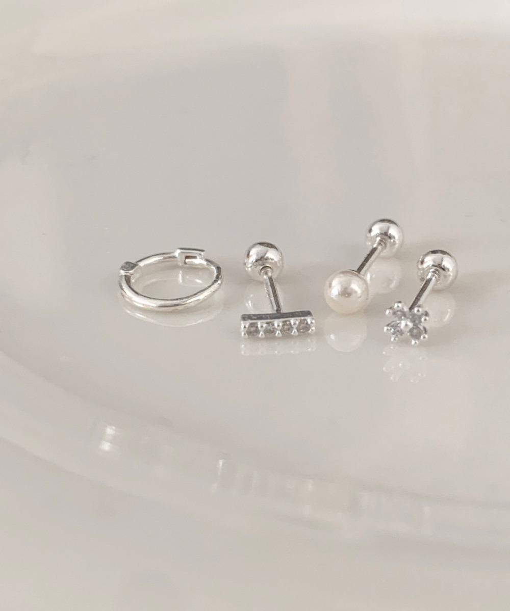 [silver925] 시리얼 큐빅 미니 피어싱 세트 (4pcs)